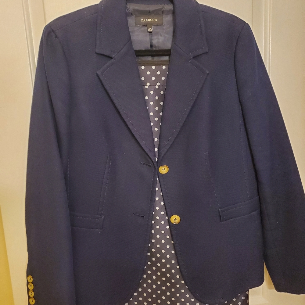 Talbots navy suit jacket w/ pencil skirt size 14